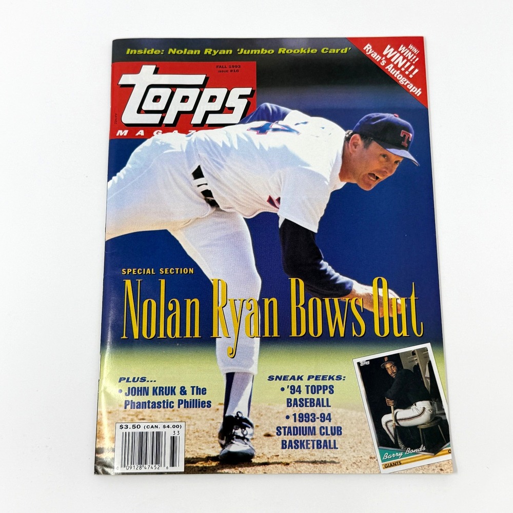 Topps Magazine Fall 1993 Issue 16 Nolan Ryan 5 Cards Intact Jumbo RC Reprint